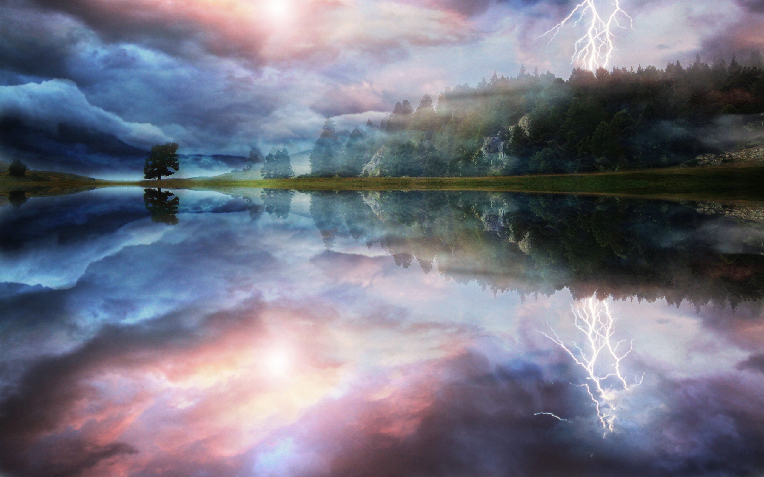 Storm-Reflection-On-Lake-Wallpaper
